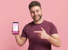 Happy Man Showing Smartphone Digital Mock-Up Psd
