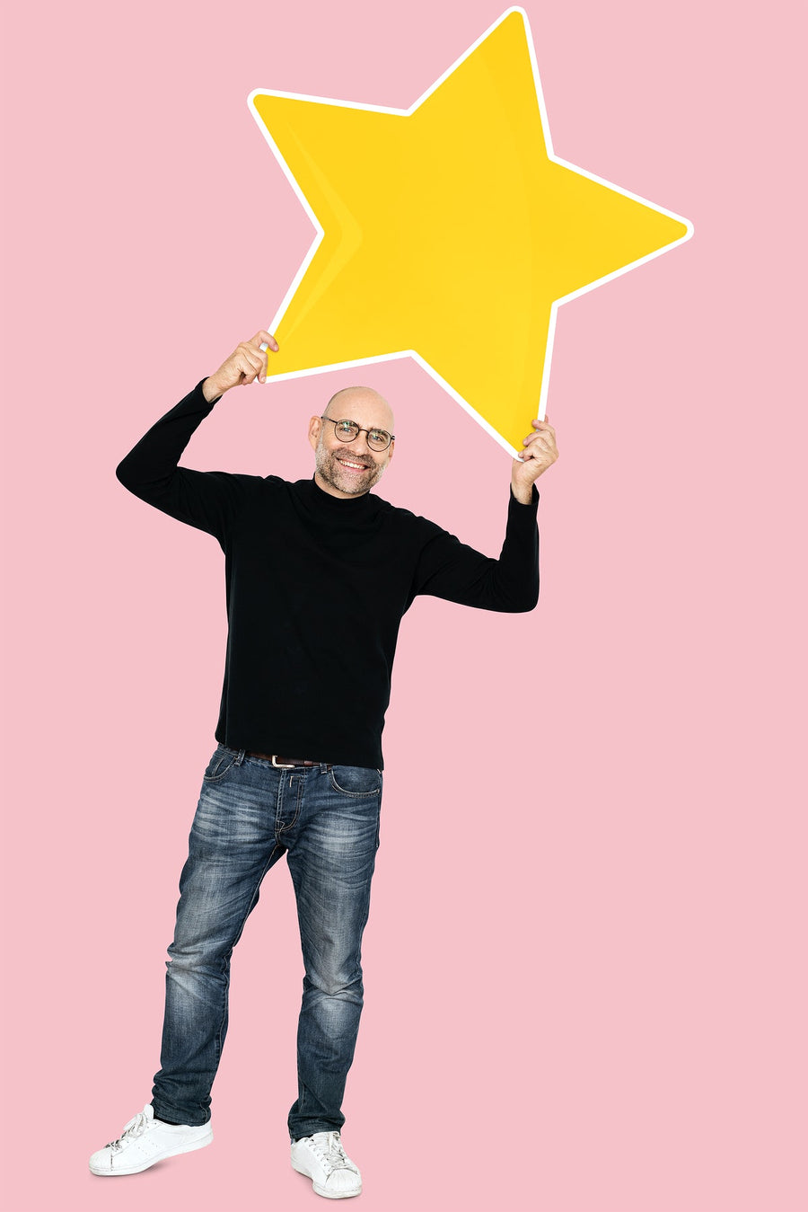 Happy Man With A Big Star Icon