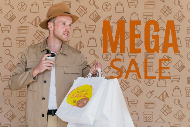 Happy Man With The New Acquisitions Psd