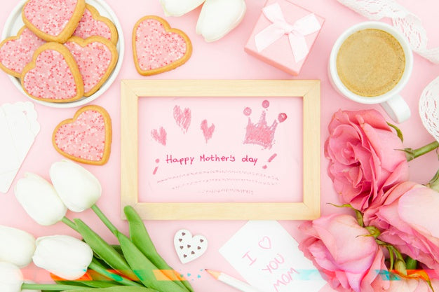 Happy Mother'S Day With Frame And Tulips Psd