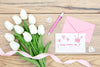 Happy Mother'S Day With Tulips And Card Psd