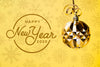 Happy New Year 2020 With Golden Christmas Ball On Yellow Background Psd