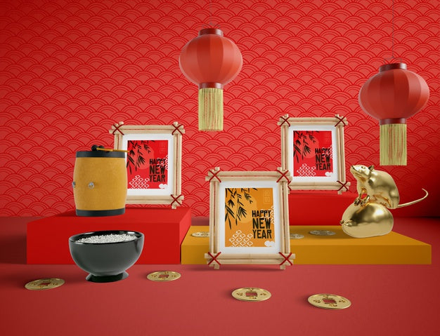 Happy New Year Illustration Chinese Style Psd