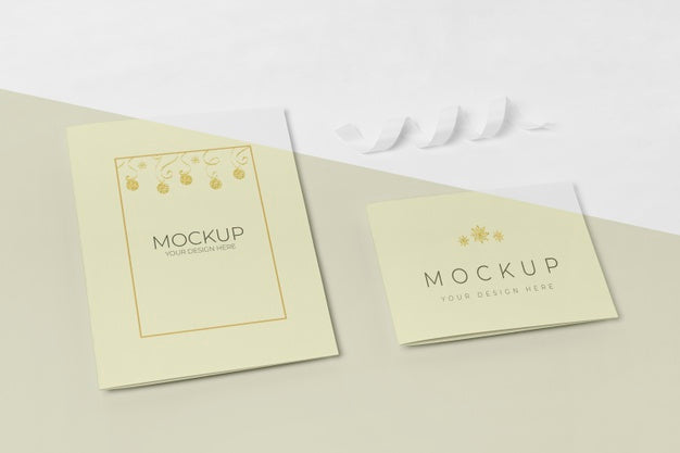 Happy New Year Invitation Mock-Up With Ribbon Psd