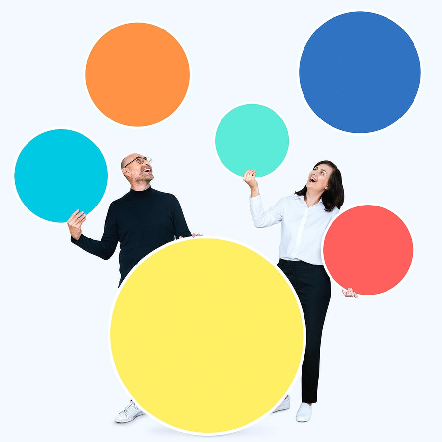 Happy Partners Holding Blank Circles