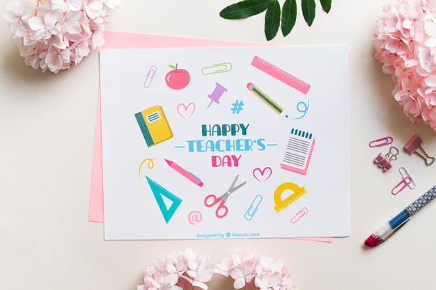 Happy Teacher'S Day Card Mock-Up Psd