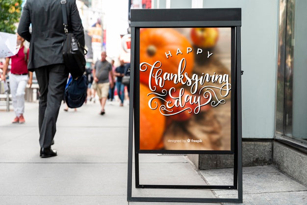 Happy Thanksgiving Billboard Mock-Up Psd