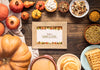 Happy Thanksgiving Day Mock-Up Surrounded By Delicious Food Psd
