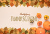 Happy Thanksgiving Day With Dried Leaves Psd