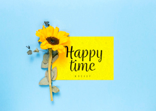 Happy Time Mock-Up With Flower Psd