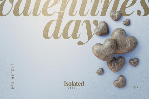Happy Valentines Day Background Mockup With Decorative Love Hearts Top View Scene Psd