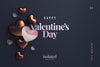Happy Valentines Day Background Mockup With Decorative Love Hearts Top View Scene Psd