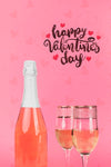 Happy Valentines Day Celebration With Champagne Psd