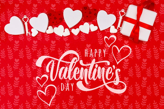 Happy Valentine'S Day Concept With Red Background Psd