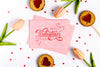 Happy Valentines Day Lettering On Pink Card Psd