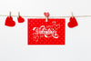 Happy Valentines Day Lettering On Red Card Psd