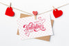 Happy Valentines Day Lettering On White Card Psd