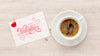Happy Valentines Day Lettering With Cup Of Coffee Psd