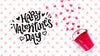 Happy Valentines Day Lettering With Pink Bucket Psd