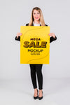 Happy Woman Holding A Placard Concept Mock-Up Psd