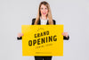 Happy Woman Holding A Placard Concept Mock-Up Psd