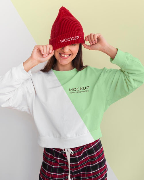 Happy Woman Wearing A Blouse Mock-Up Psd