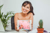 Happy Woman With Tablet'S Mock Up In The Office Psd