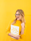 Happy Woman With Yellow Concept Mock-Up Psd