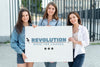 Happy Women Holding Board With Mock-Up Psd