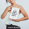 Happy Young Woman With Clipboard With Mock Up Design Psd