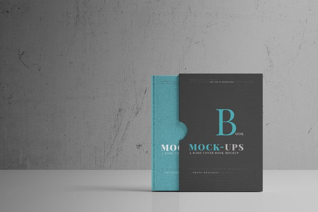 Hard Cover Book Mockup With Book Sleeve Psd