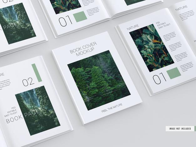 Hardcover Open View Book Inside Pages Mockup Psd