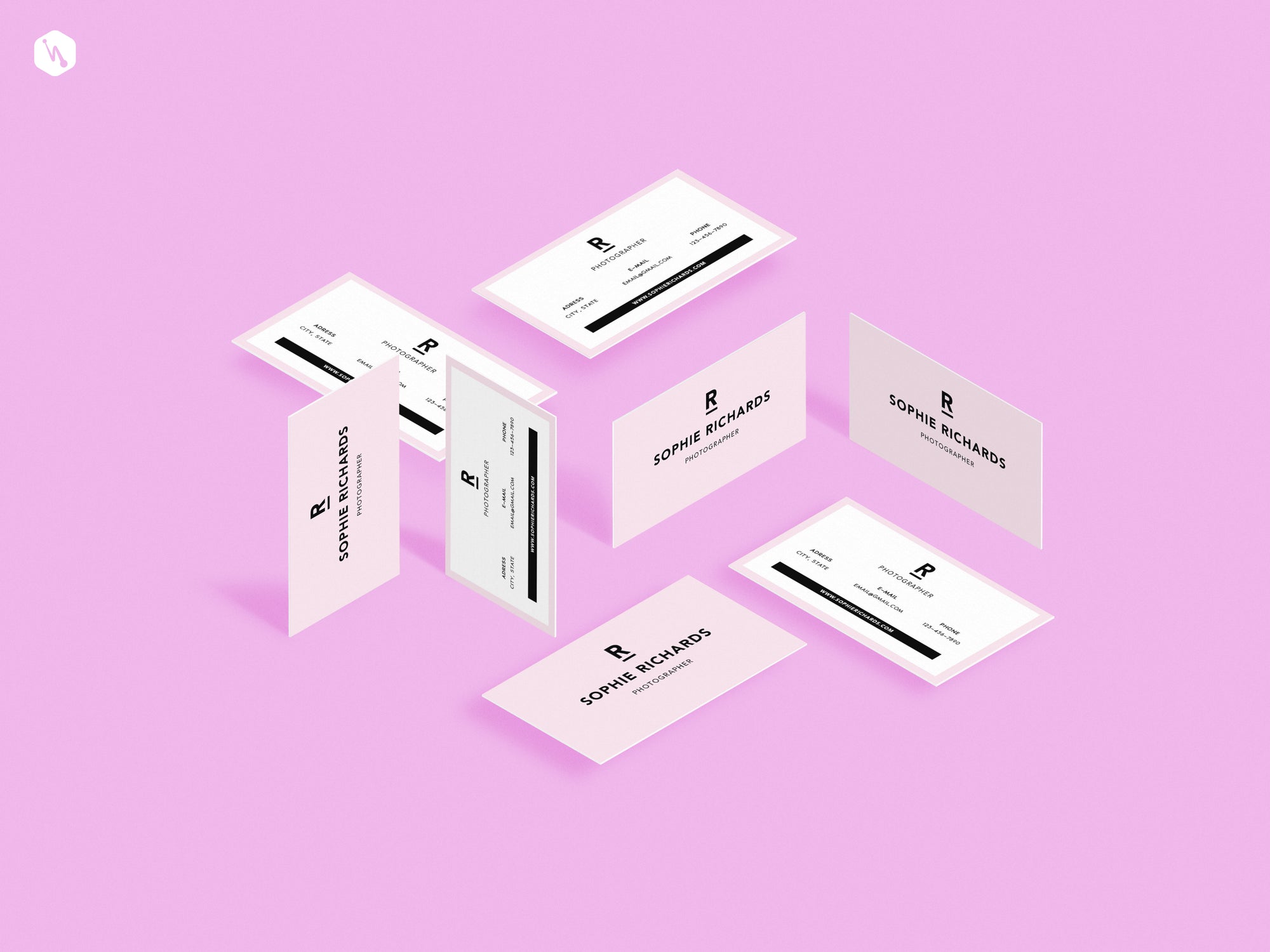 Perspective Empty Business Cards Mockups in Multiple Angles