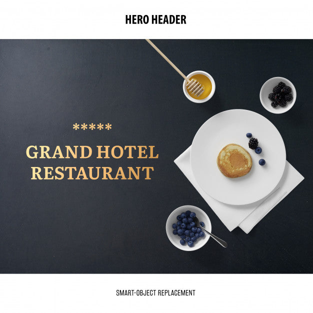 Header Restaurant Mockup. Psd