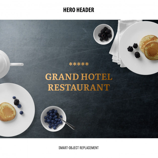 Header Restaurant Mockup. Psd