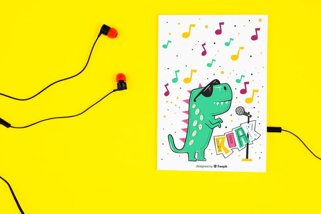 Headphones And Sheet With Music Concept Psd