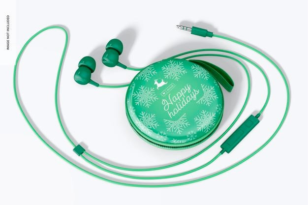 Headphones Box With Zipper Mockup, Top View Psd