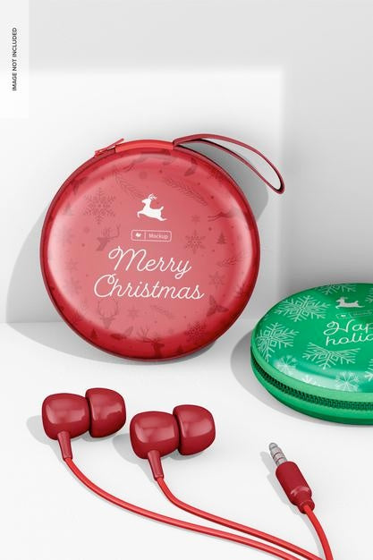 Headphones Boxes With Zipper Mockup, Front View Psd