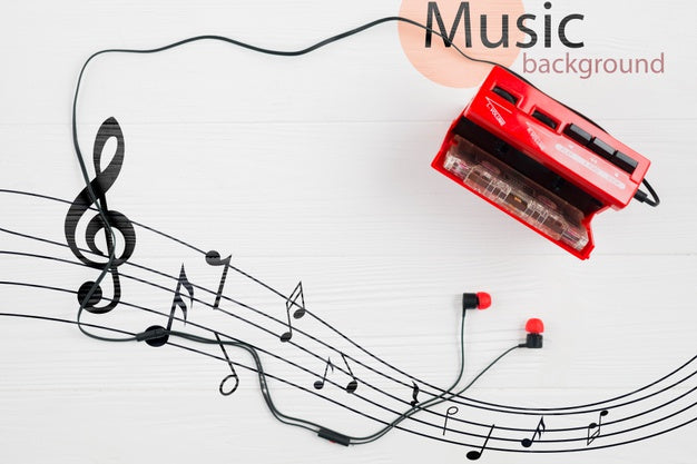 Headphones Connected At Contemporary Cassette Psd
