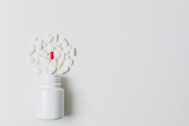 Health And Medicine Bottle Of Pills Copy Space Psd