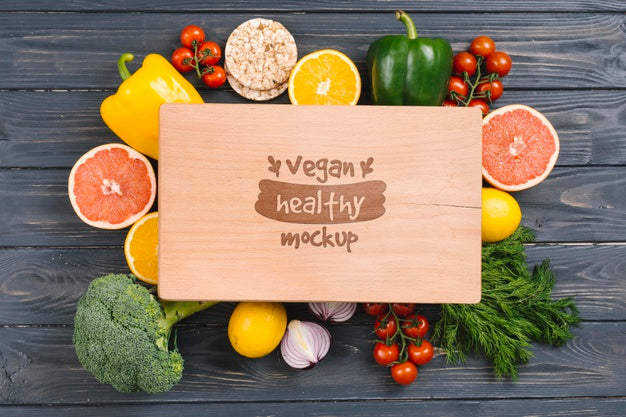 Healthy And Fresh Vegan Food Mock-Up Psd
