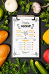 Healthy Breakfast With Veggies And Clipboard Psd