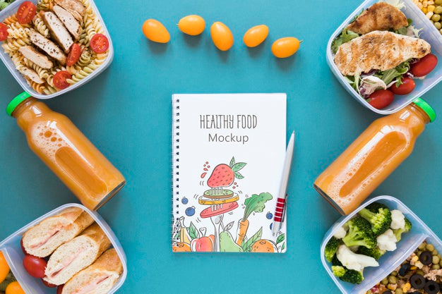 Healthy Food Mock-Up Flat Lay Psd