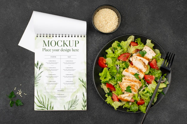 Healthy Food Mock-Up Flat Lay Psd