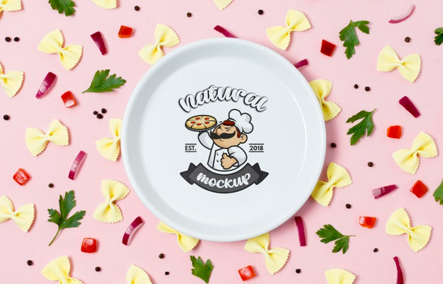 Healthy Food Mock-Up Plate With Pasta Psd