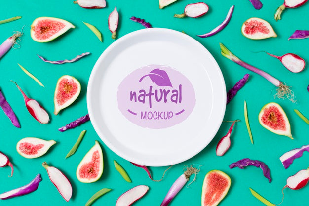 Healthy Food Mock-Up Plate With Pomegranate Psd