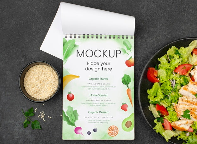 Healthy Food Mock-Up Top View Psd