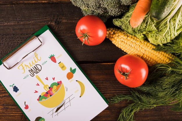 Healthy Food Mockup With Clipboard Psd