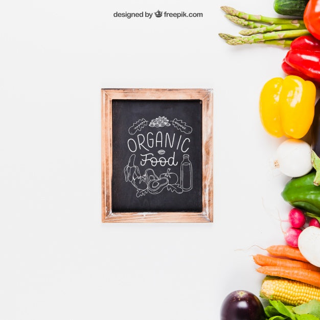 Healthy Food Mockup With Slate Psd