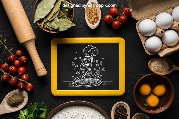 Healthy Food Mockup With Slate Psd